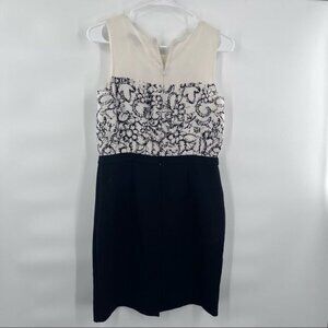 Ann Taylor colorblock dress white black 4P floral